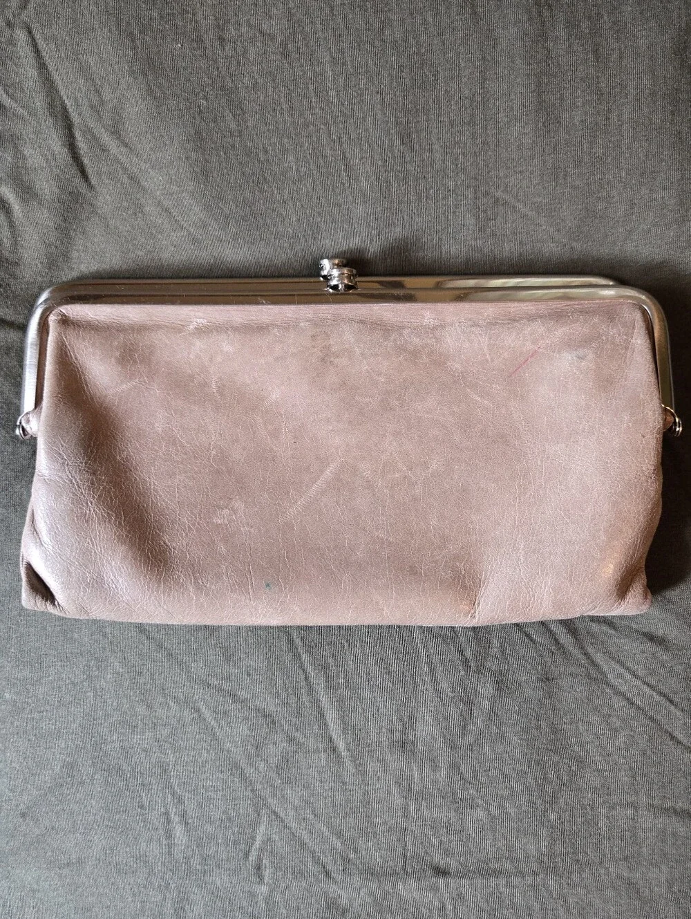 HOBO Lauren Vintage Leather Convertible Clutch Wallet Taupe Grey